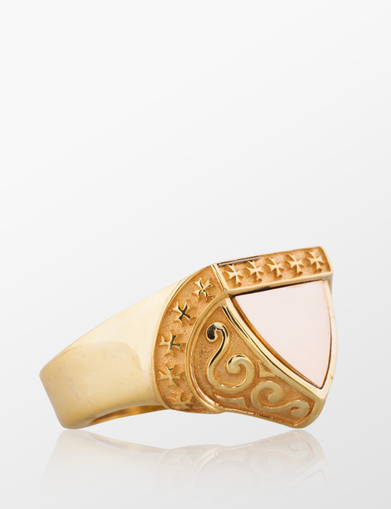Cross Detaylı Kalkan Şövalye Yüzük Gold / Rose