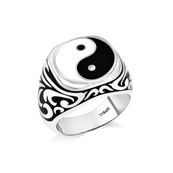 yin yang denge erkek gümüş yüzük