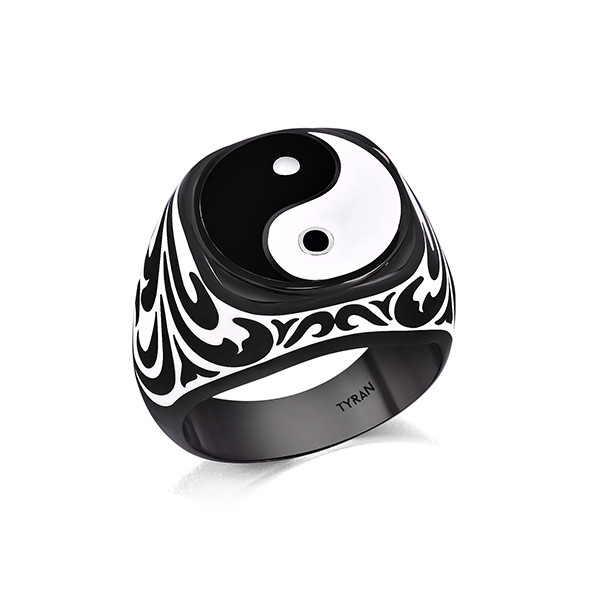 yin yang denge erkek gümüş yüzük
