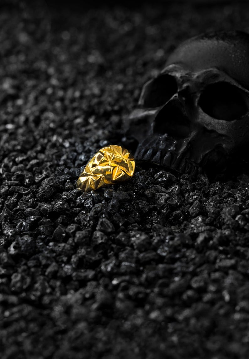 Kadın Gold Renk Geometrik Mühür Yüzük