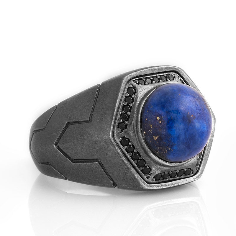 Erkek Lapis Yüzük Lapis Lazuli Taşlı Gümüş Modeli