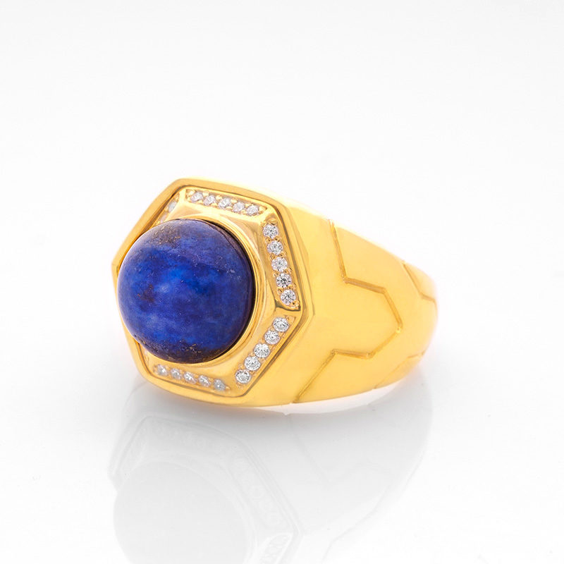 Lapis Lazuli Taşlı Gümüş Erkek Yüzük