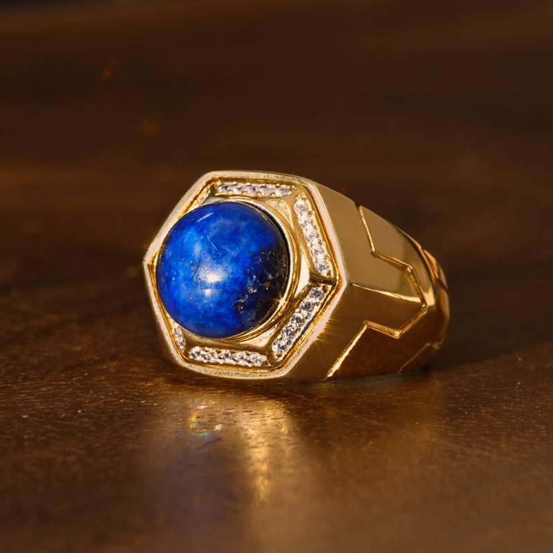 Lapis Lazuli Taşlı Gümüş Erkek Yüzük