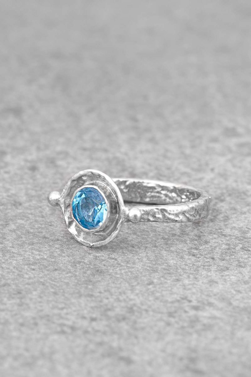 Mistik Topaz Taşlı El Tasarımı Kadın 925 Gümüş Yüzük