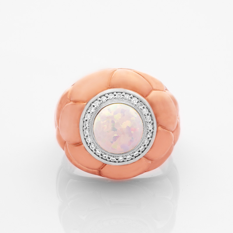 Opal Kadın Gümüş Yüzük Altın Rose ve Zirkon