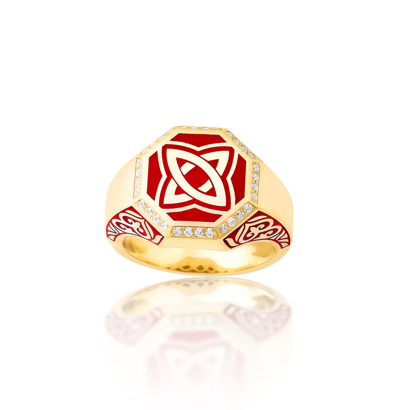 Erkek Geometrik Mineli Signet Yüzük