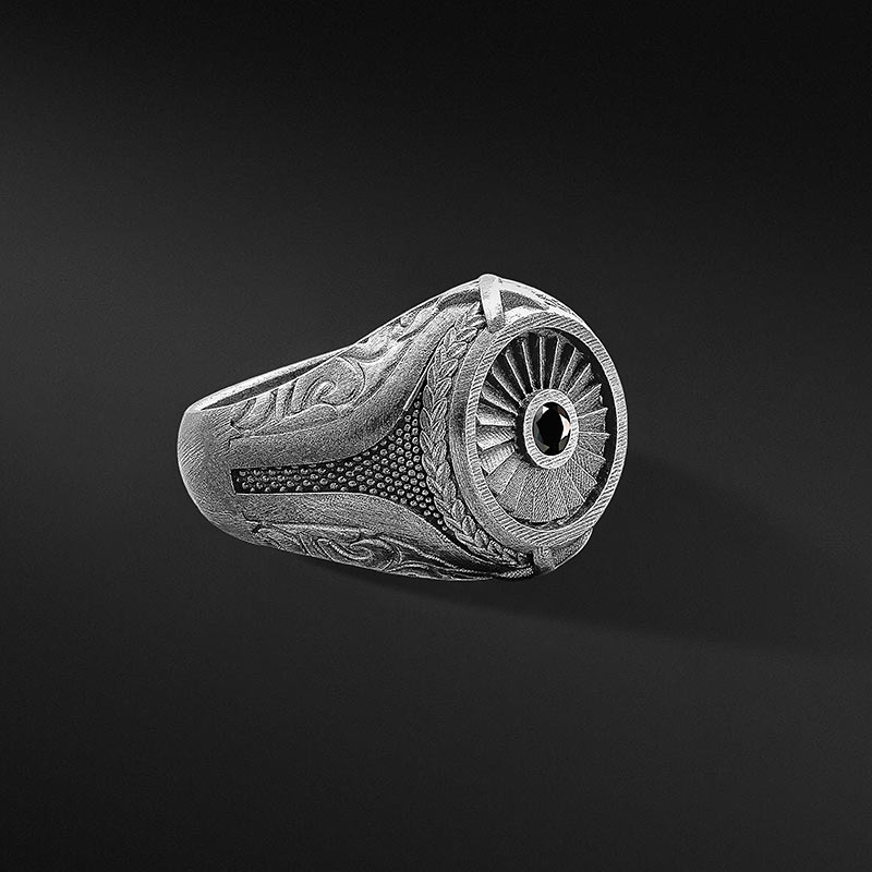 Erkek Siyah Gümüş Yüzük