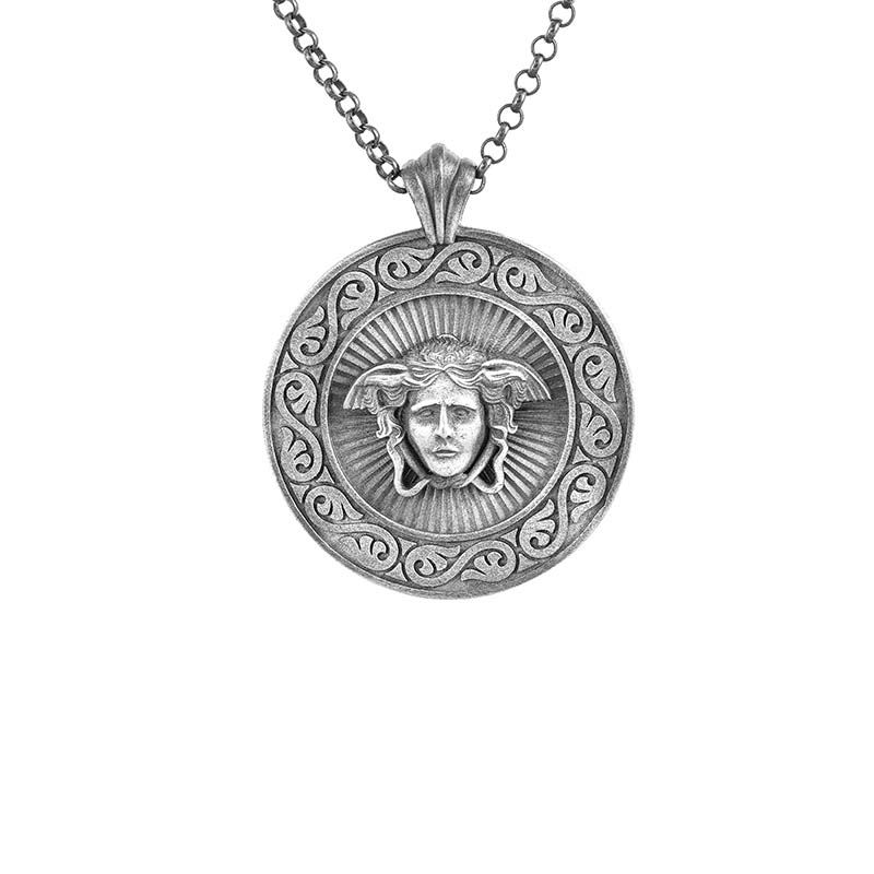 Medusa Madalyon Gümüş Kolye
