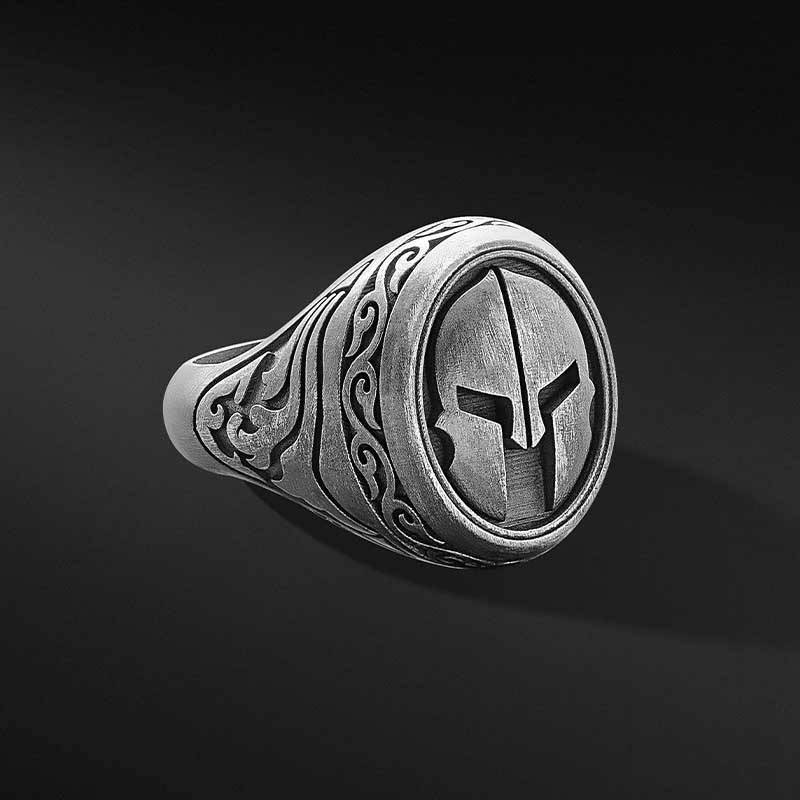 Spartan Miğfer Erkek Oksitli Gümüş Yüzük