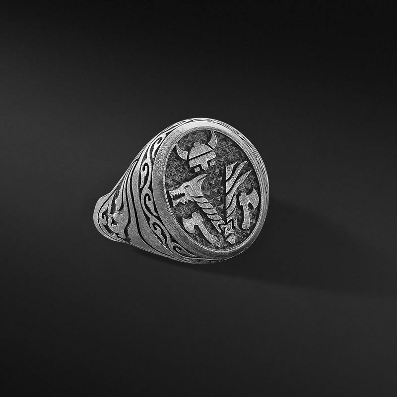 Viking Sembollü Erkek Gümüş Yüzük