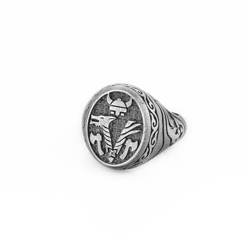Viking Sembollü Erkek Gümüş Yüzük