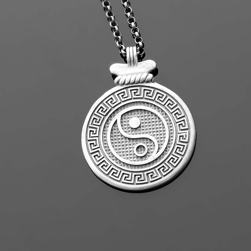 Yin Yang Madalyon Tasarım Gümüş Kolye