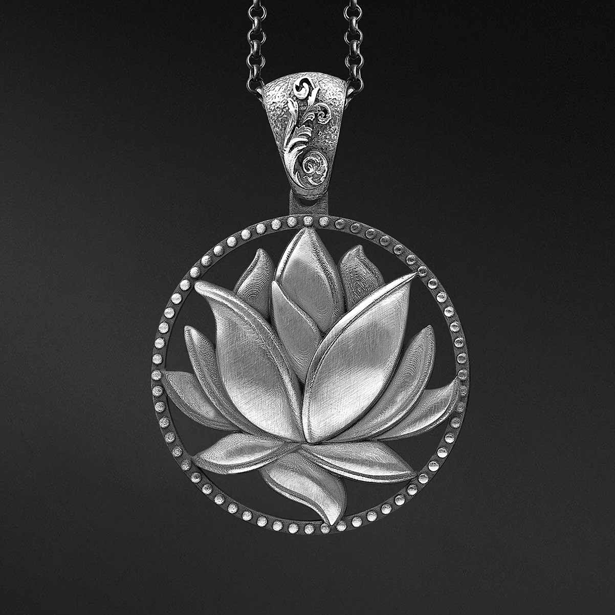 Gümüş Lotus Kolye