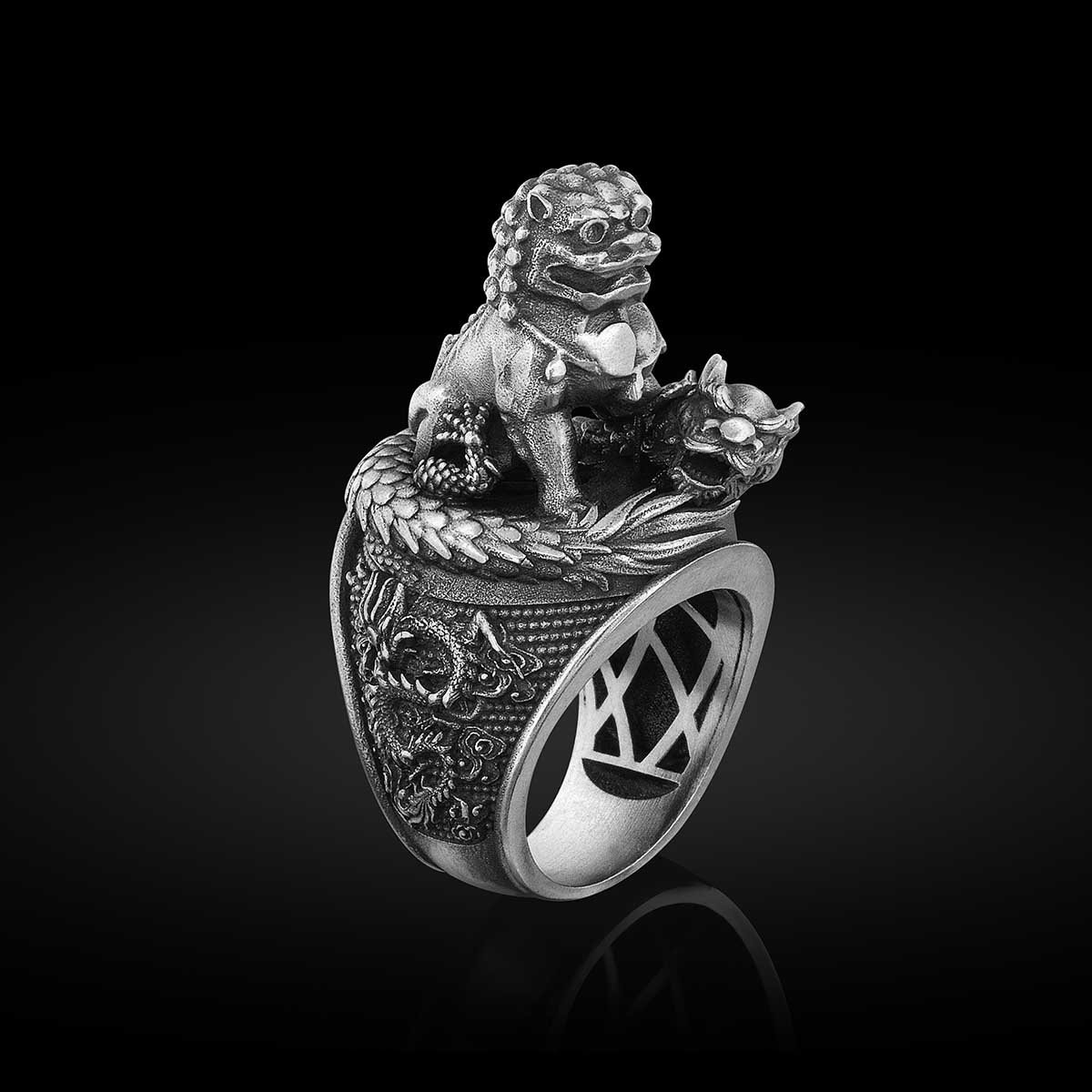 Foo Dog Çin Aslanı ve Ejderha Yüzük