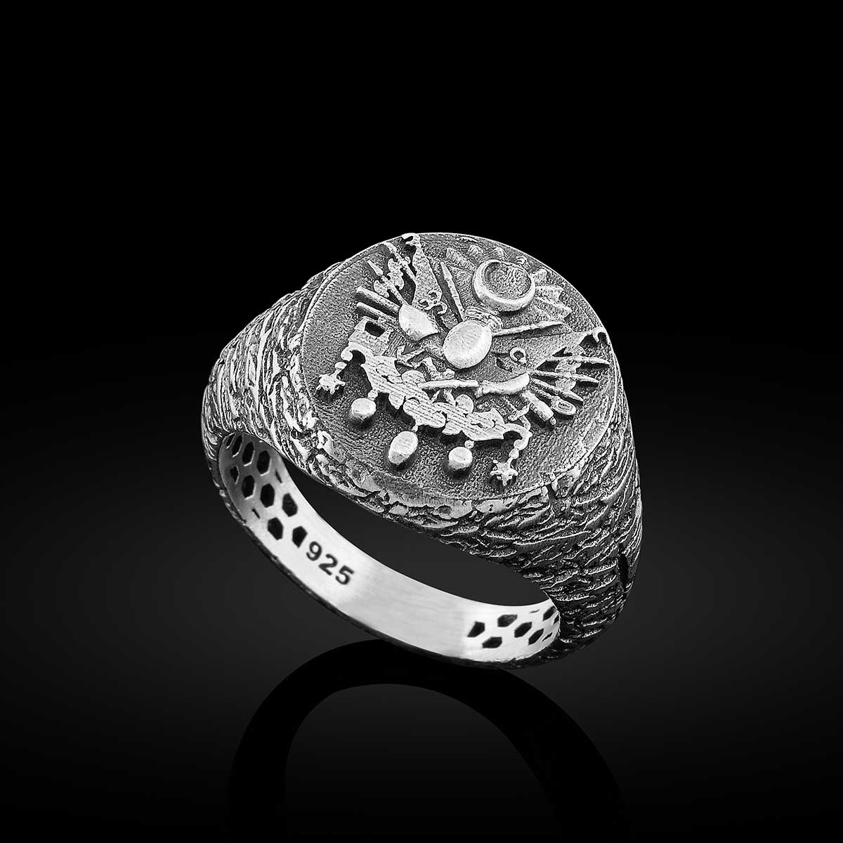 Osmanlı Arması Tuğra Yüzük - Erkek Yüzük Modelleri