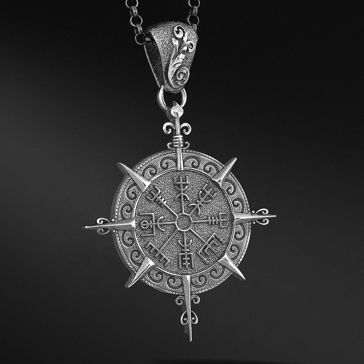 Viking Pusulası Gümüş Kolye