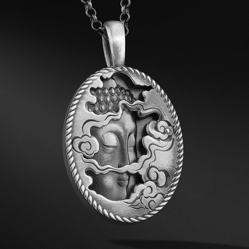 Buddha Madalyon Gümüş Kolye
