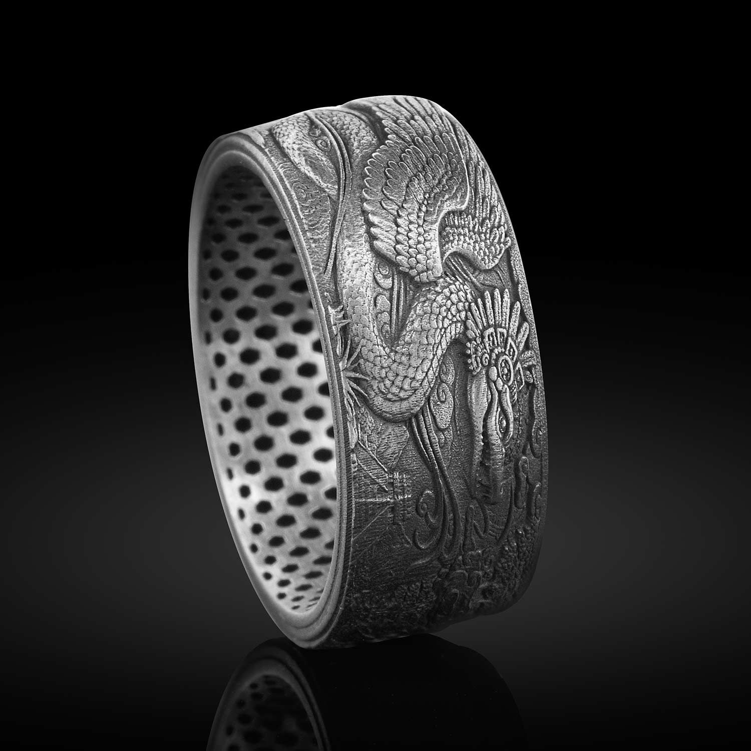 Aztek Ejderha Quetzalcoatl Yüzük